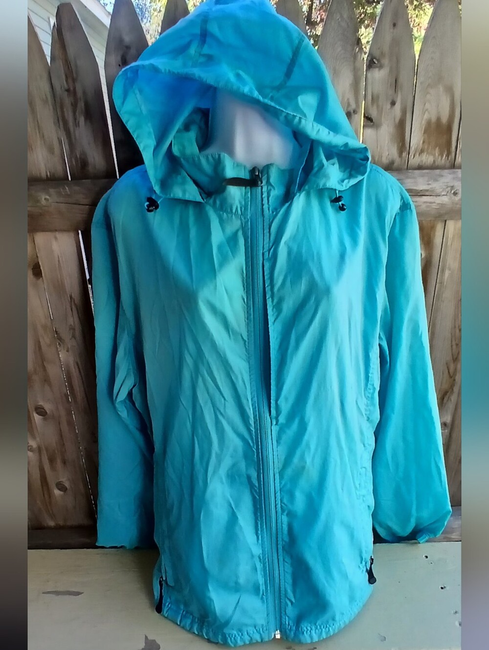 Women's L.L.Bean Stowaway Windbreaker Hooded Sz 3x Turquoise